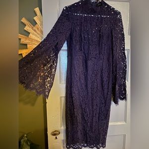 Bardot Navy Lace 3/4 Sleeve Dress